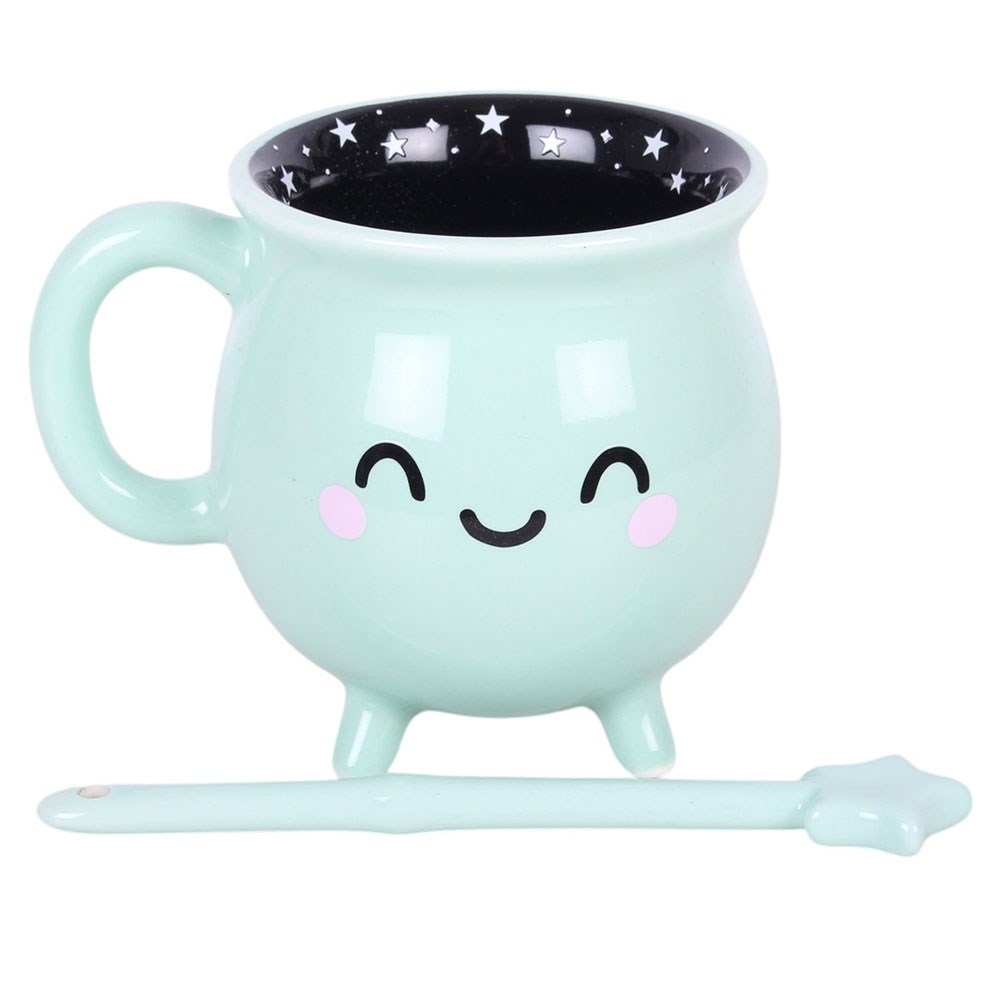 Something Different - Mint Green Cauldron with Wand Stirrer Tasse - MinzgrÃ¼n